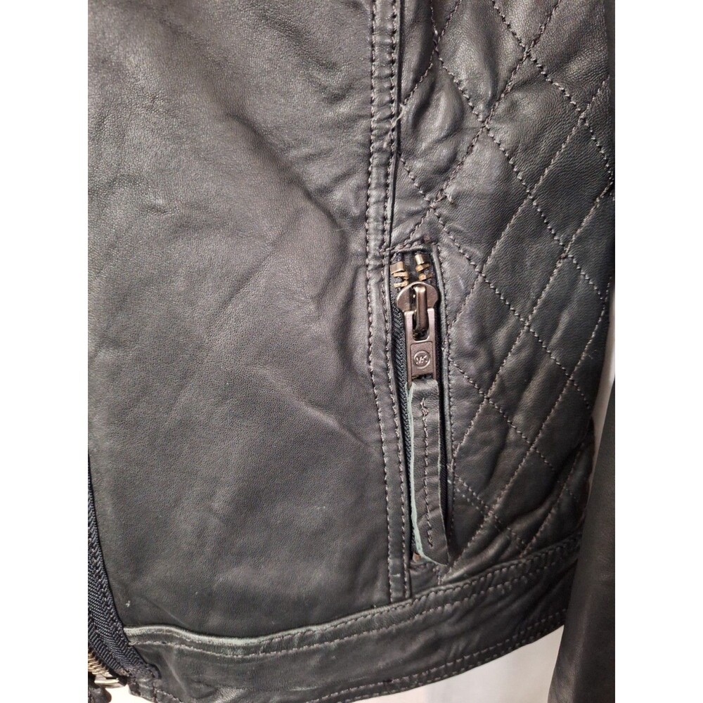Michael Kors Women's Black Genuine Leather Moto Biker Jacket Large Zip Pockets - Picture 10 of 13